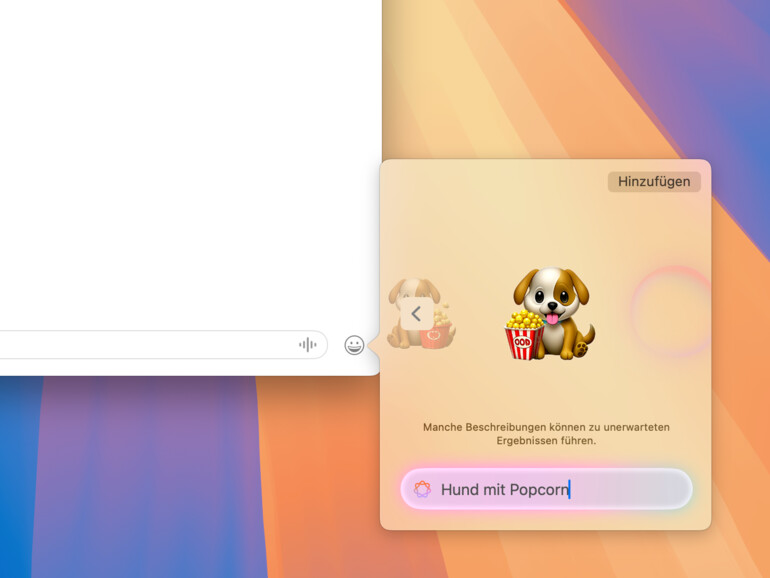 Mit Genmoji können Sie Ihre eigenen ­Emojis via Apple Intelligence erstellen.