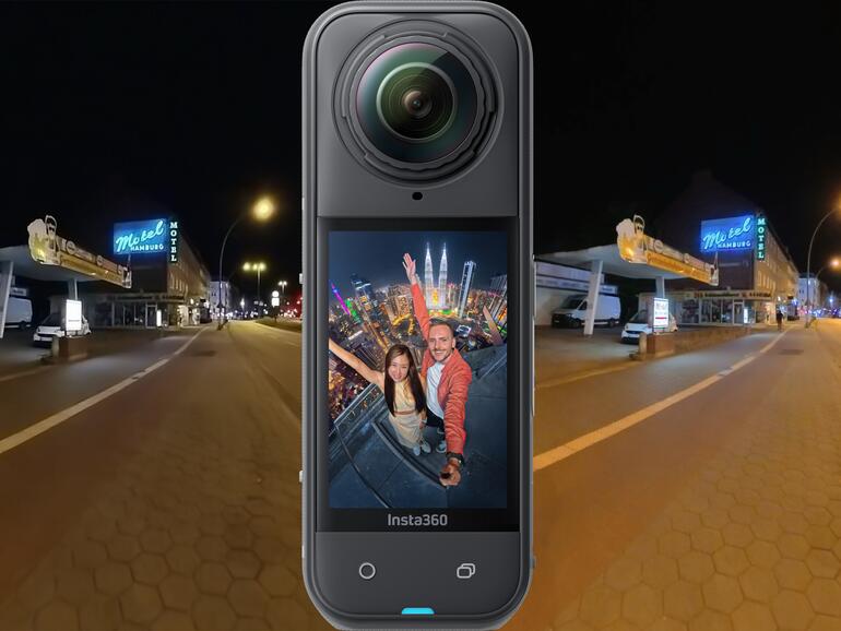 Die Aufnahmen der X5 (rechts) fallen bei schlechten Lichtverhältnissen sogar heller, schärfer und detailreicher aus als die der Insta360 One RS 1-Zoll, die mit deutlich größeren Sensoren bestückt ist.