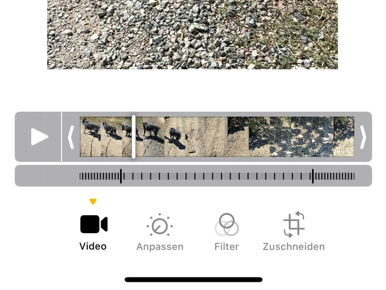 In der Fotos-App kannst du im Nachhinein noch festlegen, welcher Teil des Videos verlangsamt werden soll.
