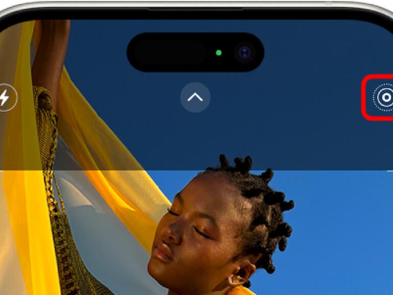 Der kleine Kreis oben rechts aktiviert und deaktiviert die Live-Foto-Funktion.