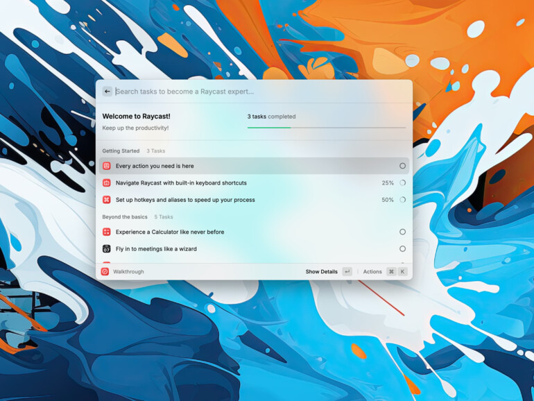 Die Lernkurve von Raycast mag vielen Neueinsteigern zunächst steil vorkommen – weshalb die Entwickler eine (englischsprachige) Einführung integriert haben.