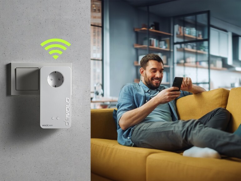 Mit dem Devolo Magic 2 WiFi 6 next Multiroom Kit bringen Sie stabiles WLAN in alle Räume.
