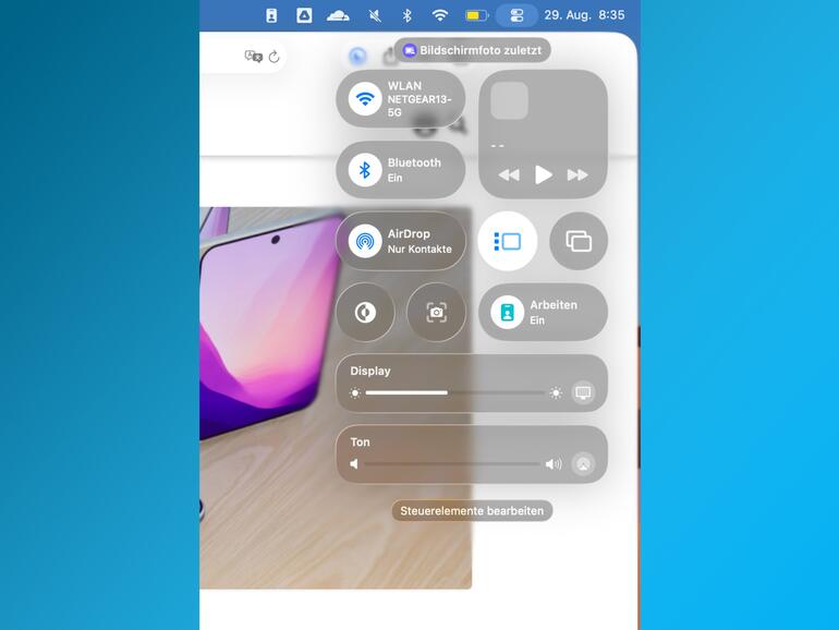 Das Stage-Manager-Symbol im Kontrollzentrum in der Menüleiste.