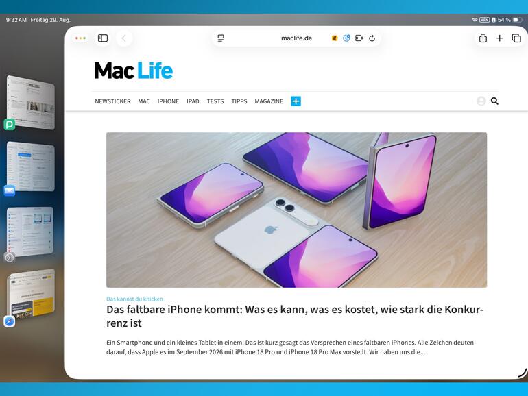 So sieht Stage Manager auf einem iPad aus.