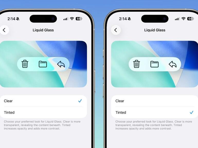 Eine "eingefärbte" Version von Liquid Glass erhöht den Kontrast deutlich.