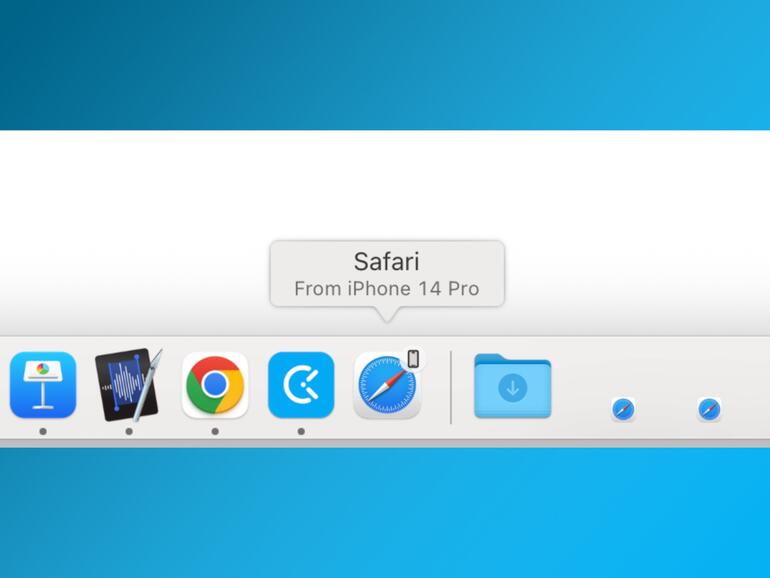 Safari-Icon auf dem Mac, das durch eine offene Website auf dem iPhone ausgelöst wird.