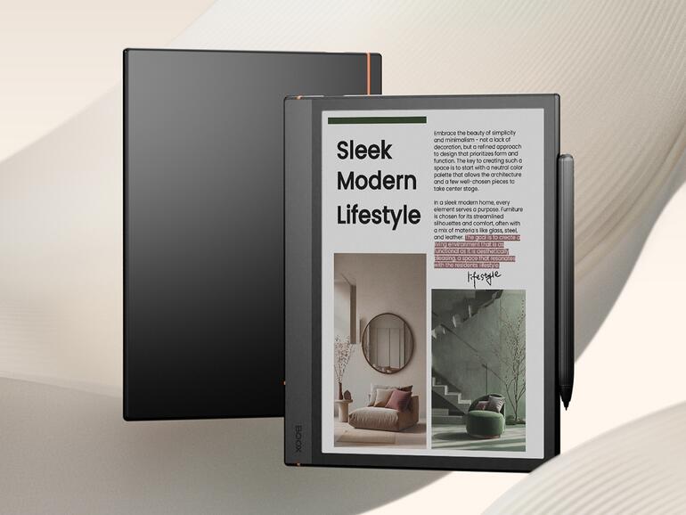 Das Note4 C von Boox bringt Farbe ist das üblicherweise schwarz-weiße E-Ink-Display.