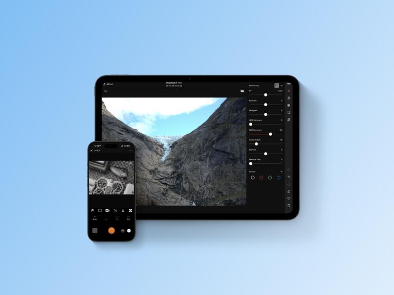 Mit Phocus liefert Hasselblad eine Bildbearbeitungs-App für Mac, iPad und iPhone mit, in der sich die Aufnahmen in HDR betrachten, bearbeiten und exportieren lassen. Dank der hohen Auflösung, lassen sich Bilder großzügig beschneiden.
