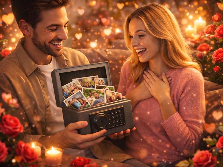 Statt Blumenstrauß – mit der pCloud sichert man Erinnerungen und schönste Momente gemeinsam.