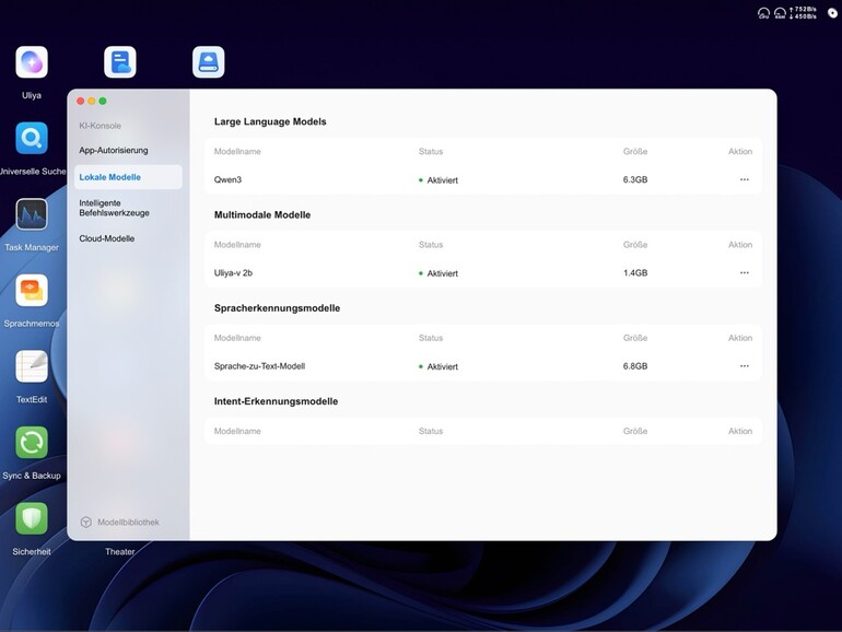 KI-Konsole: In „Lokale Modelle“ aktivieren Sie Sprach-, multimodale und Spracherkennungsmodelle direkt auf dem NAS.