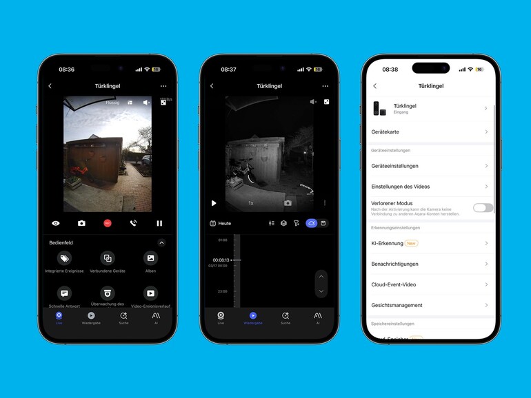 Die Aqara-App ist etwas unübersichtlich, das Bild im Hochformat aber sowohl tagsüber als auch bei Dunkelheit brauchbar.