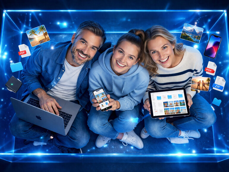 Alles zusammen und doch privat: pCloud Family ist die perfekte Lösung für bis zu 5 Benutzerinnen und Benutzer.
