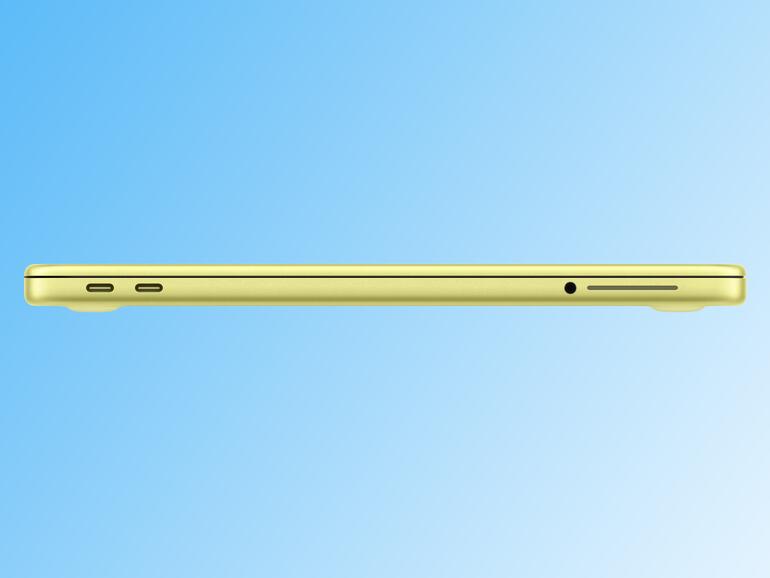 Von links nach rechts: USB-C mit USB-3 als Displayausgang, USB-C mit USB-2 etwa fürs Laden und Datentransfer, daneben die Kopfhörerbuchse.