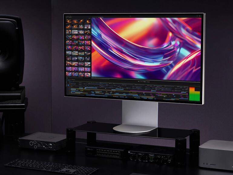 Der LG UltraFine evo ähnelt optisch dem Studio Display, bietet aber die größere Bildschirmdiagonale bei zugleich etwas höherer Pixeldichte.