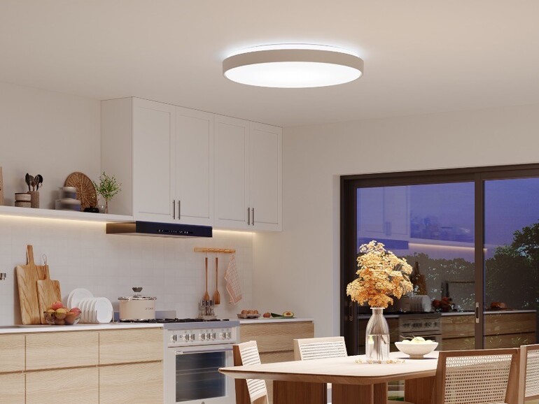 Im Alltag gibt sich die Ceiling Light Ultra überraschend klassisch und liefert als helle Deckenleuchte auch neutrales, wohnliches Weißlicht.