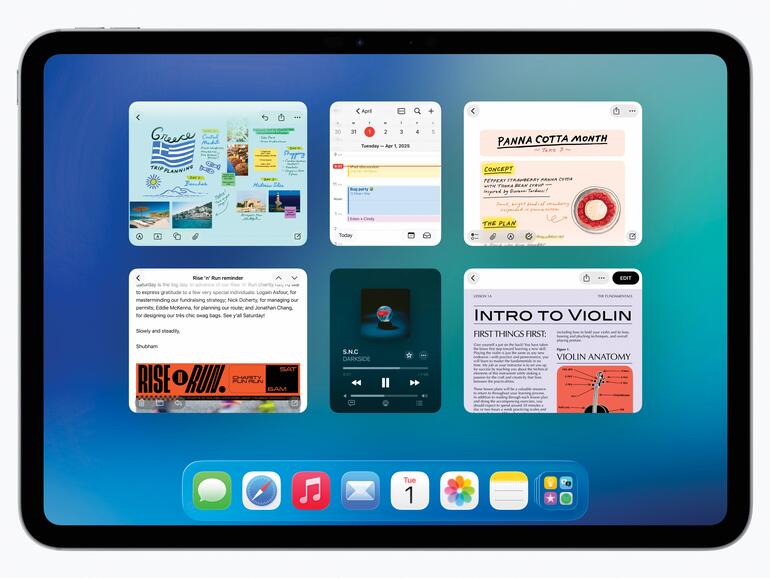 Funktionen wie Exposé in iPadOS 26 erleichtern es dir, die benötigten Fenster zu finden. Wische einfach nach oben.