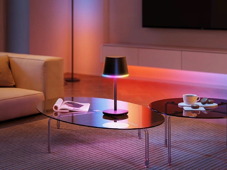 Die RGBICWW-Technik erlaubt lebhafte Farbeffekte und stimmungsvolles Ambiente – alles in einer einzigen Lampe.