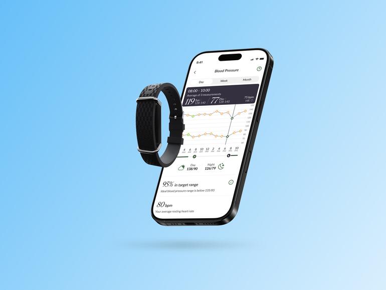 Anders als die Blutdrucktrendwarnung in neueren Modellen der Apple Watch liefert das Hilo Band echte Messwerte in mmHg. Und das automatisch, 24 Stunden am Tag.