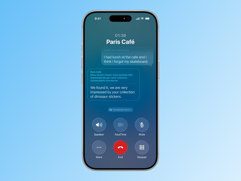 Die Live-Übersetzungen von Apple Intelligence erleichtern Gespräche über Sprachgrenzen hinweg.