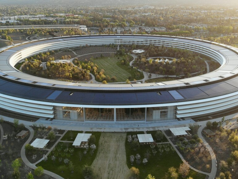 Luftaufnahme des Apple Park Campus in Cupertino, Kalifornien.