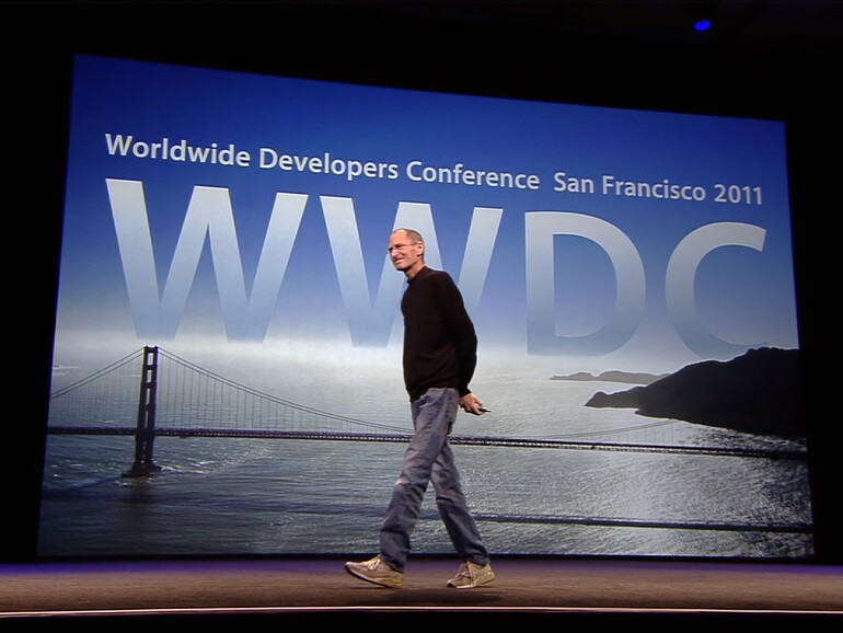 Trotz Freistellung eröffnete der damalige Apple-Chef Steve Jobs im Juni 2011 die Entwicklungskonferenz WWDC.