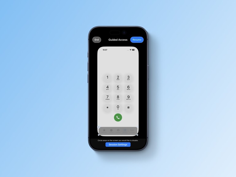 Der geführte Zugriff sperrt das iPhone auf eine App, Face ID beendet diesen.