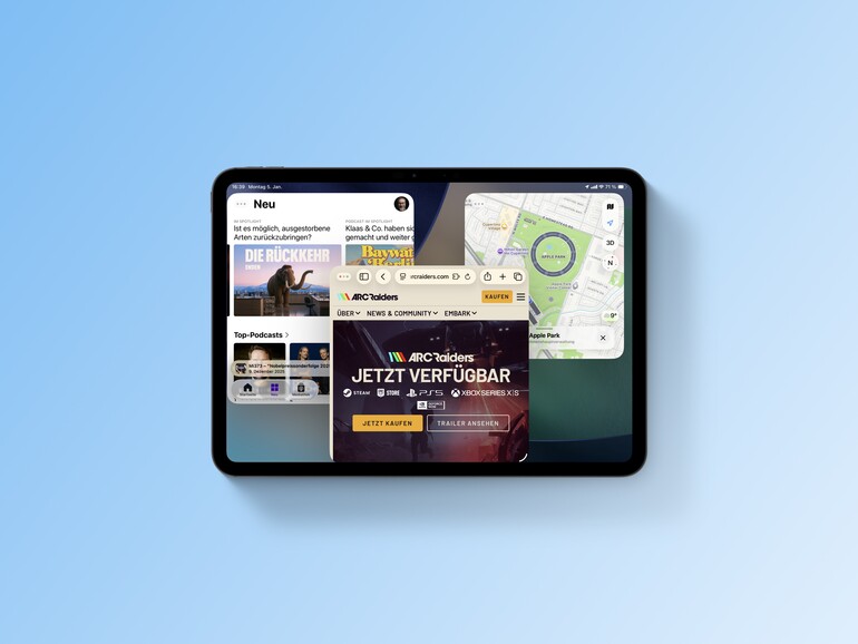 Mit dem neuen Fenster-Modus können Sie mehrere App-Fenster gleichzeitig auf dem Bildschirm Ihres iPad öffnen.