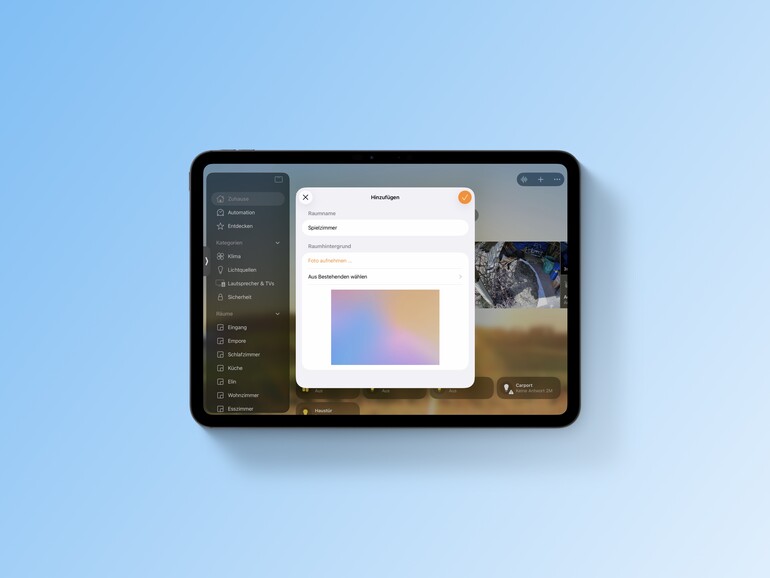 Erstellen Sie in der Home-App Räume oder Zonen, um mehrere Smarthome-Geräte gleichzeitig zu steuern.