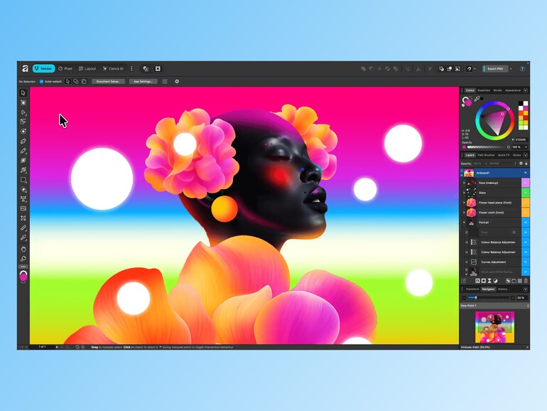 Die neue, kostenlose Affinity-App vereint Fotobearbeitung, Illustration und Layout in einer einzigen leistungsstarken Anwendung.