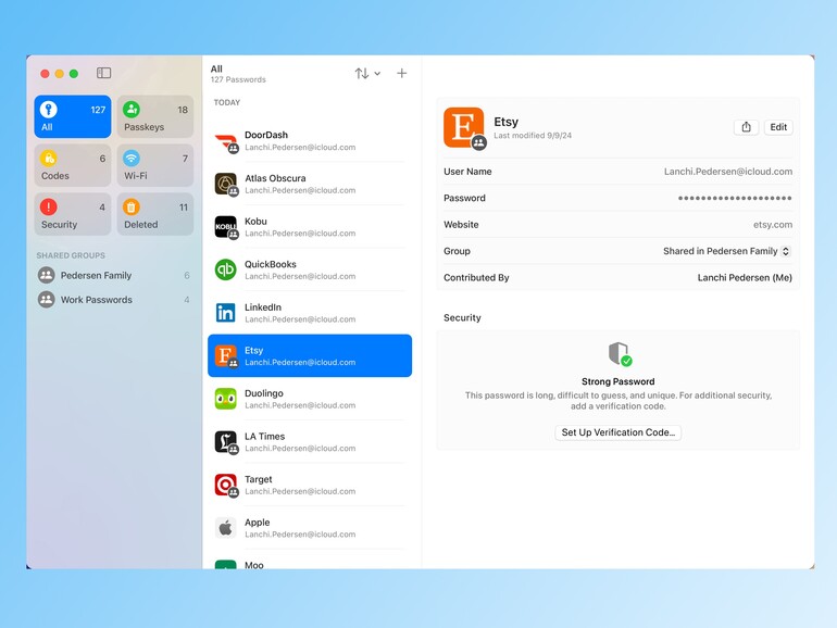 Mit der Passwörter-App verwalten Sie Ihre Passwörter und Passkeys sicher auf Ihren Geräten.