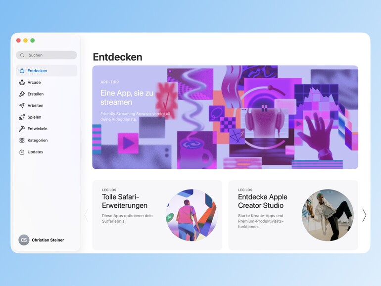 Auf dem Mac gibt es ebenfalls einen App Store, dieser bietet Ihnen aber spezielle Anwendungen für den Computer an.