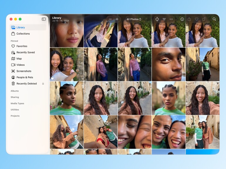 Die Fotos-App ist ebenfalls auf dem Mac installiert und verwaltet Ihre Bilder und Momente.