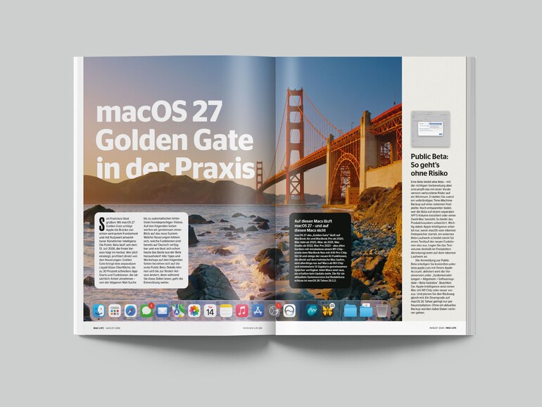 Golden Gate in der Praxis: Die Public Beta von macOS 27 im Alltagstest – neue Oberfläche, schnellere App-Starts und die wichtigsten Neuerungen im Überblick.
