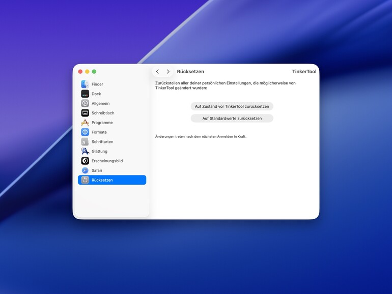 Mit Tinkertool setzen Sie alle Änderungen an versteckten macOS-Einstellungen einfach zurück.