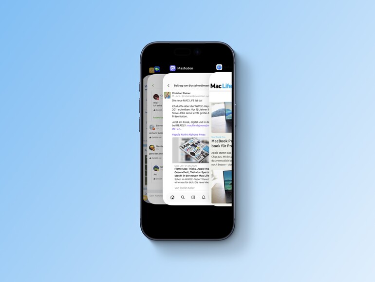 Der App-Umschalter zeigt alle zuletzt geöffneten Anwendungen in einer praktischen Übersicht an.