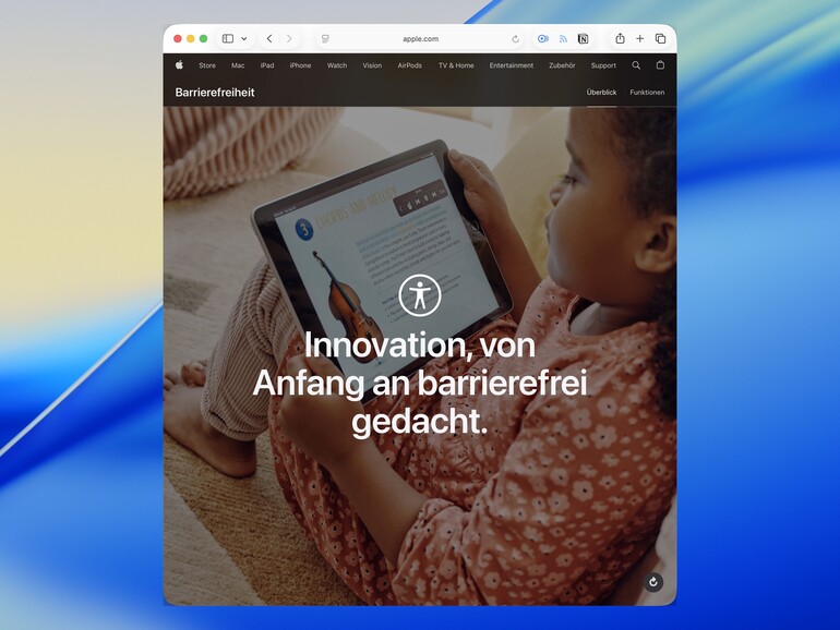Unter support.apple.com/de-de/accessibility finden Sie alle Bedienungshilfen, die Apple bietet.