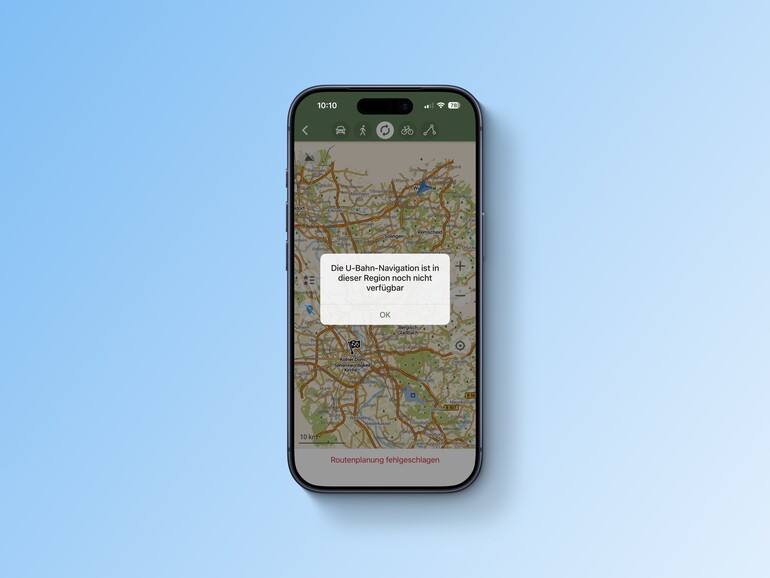 Die Navigationsfähigkeiten von CoMaps sind noch ausbaufähig.
