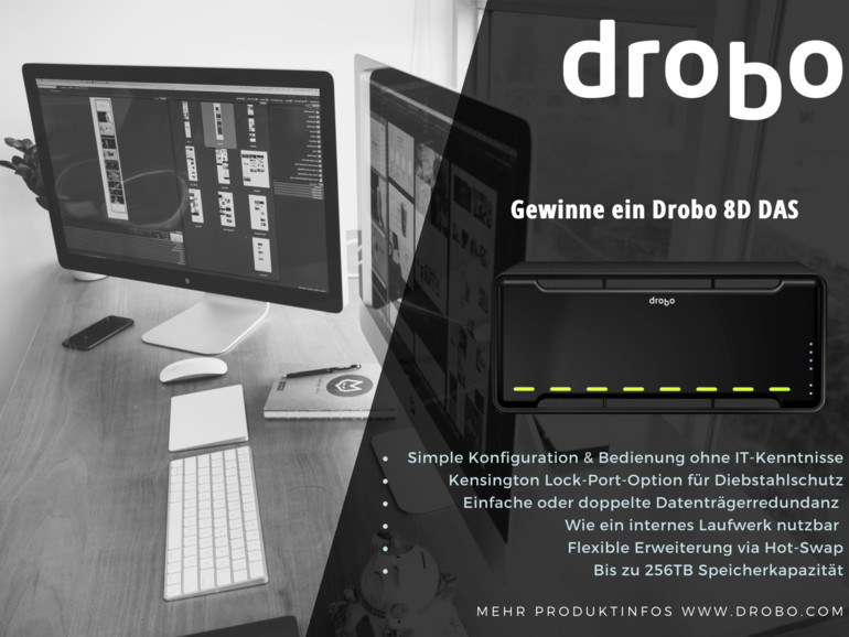 Unter allen Einsendungen verlosen wir ein Drobo 8D DAS.
