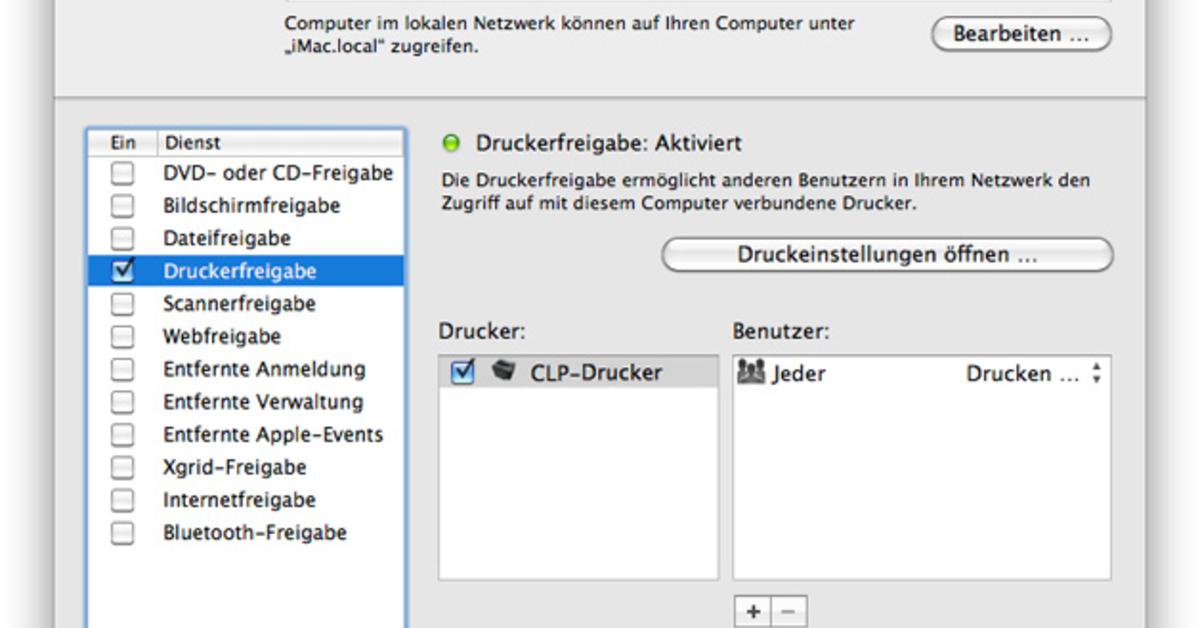drucker in mac os im lokalen netzwerk freigeben mac life