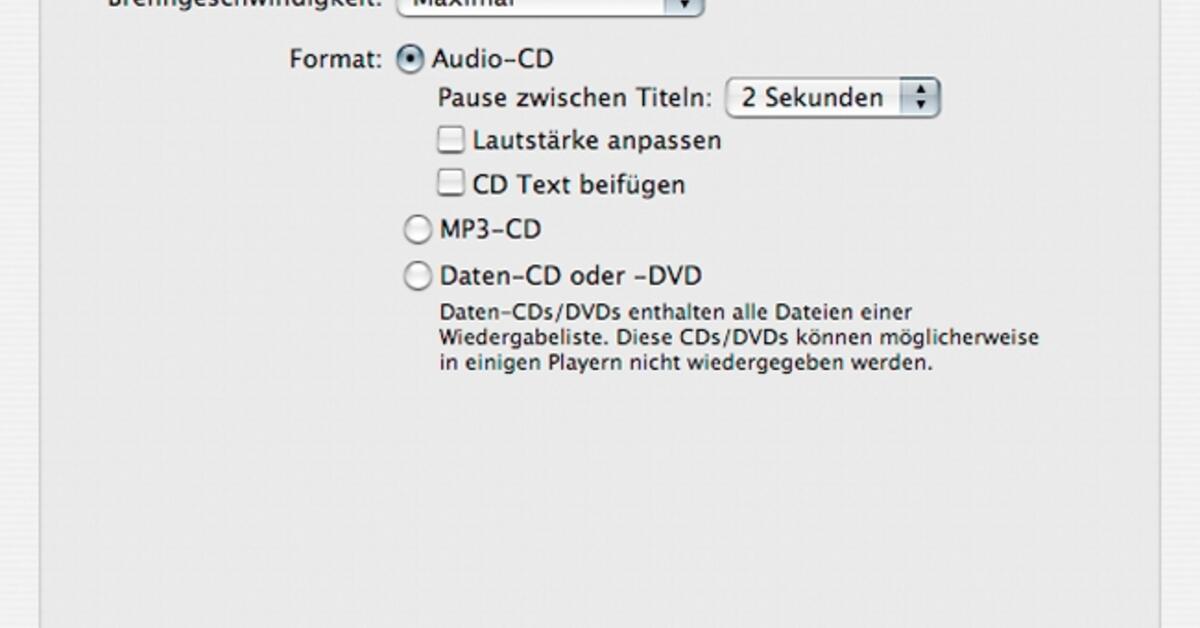 Bein Lehrer Körperzelle audio cd brennen mac ohne itunes Analytisch