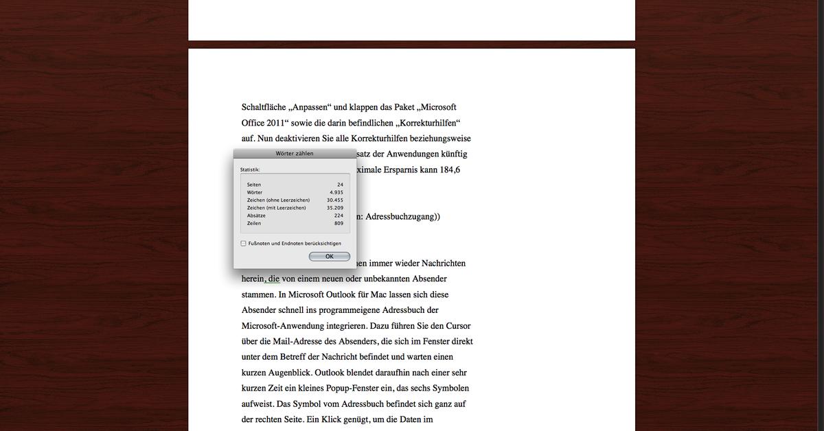 Word für Mac 2011 Zwischen Positionen wechseln