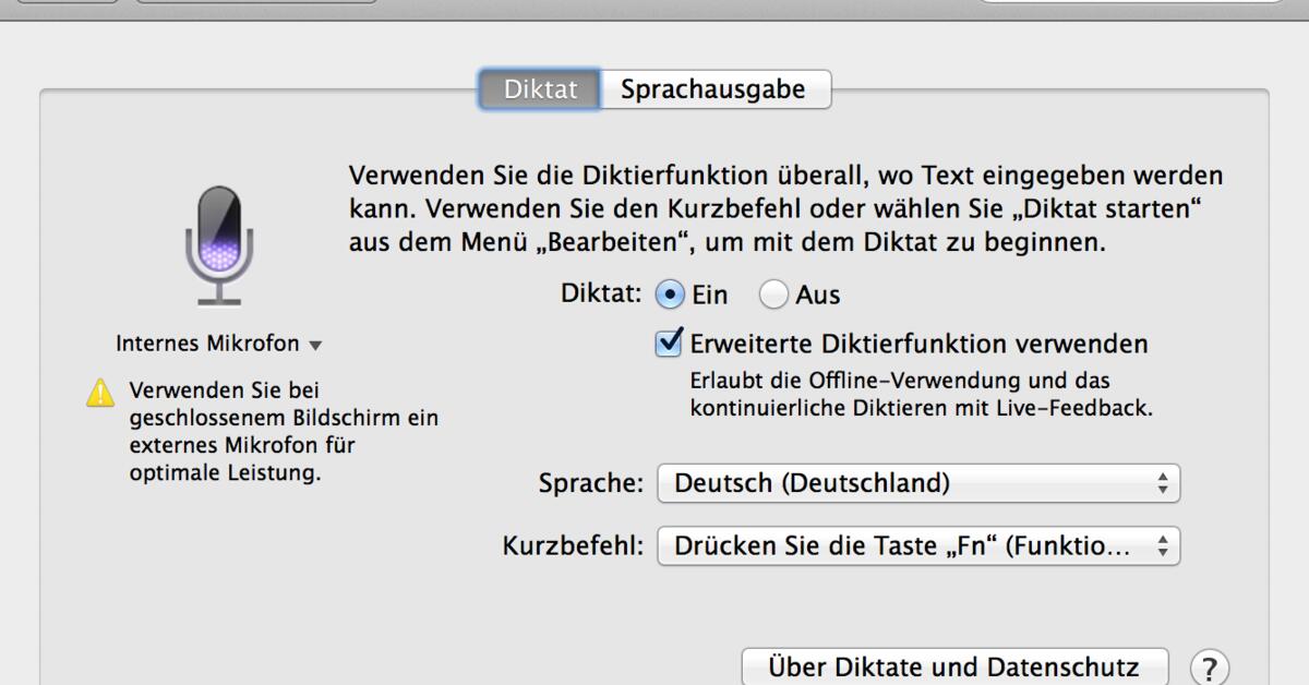 OS X Mavericks „Diktat und Sprache“ so verwenden Sie die Diktierfunktion offline Mac Life