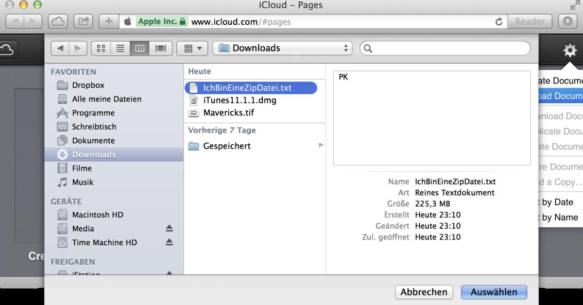 Dokumente Auf Mac Speichern Nicht Icloud OS X Mavericks: Nicht-unterstützte Formate in iCloud.com speichern