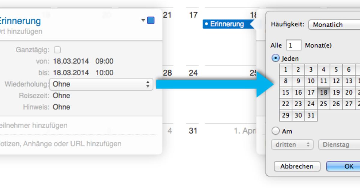 Jeden Monat Am Ersten Wochentag Wiederkehrende Ereignisse Im Kalender Anlegen Mac Life