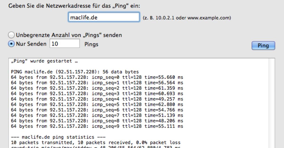 Das ist der PingTest und so funktioniert dieser unter OS X Mac Life