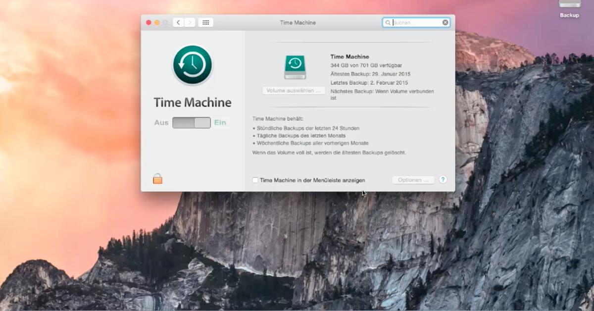 OS X 10.10 Yosemite VideoTipp Backup über Time Machine einrichten und