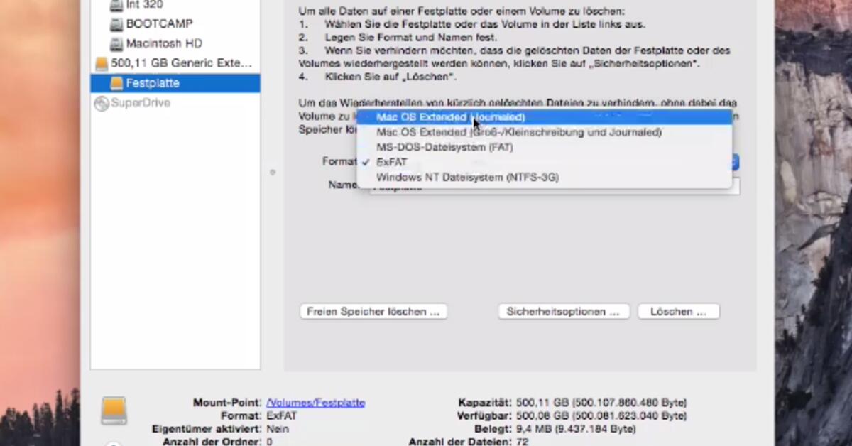 OS X 10.10 VideoTipp Externe Festplatte für Time MachineBackup vorbereiten so geht's Mac Life