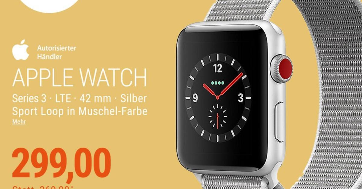 Apple Watch Series 3 GPS 42 mm mit Sport Loop in Muschel Farbe