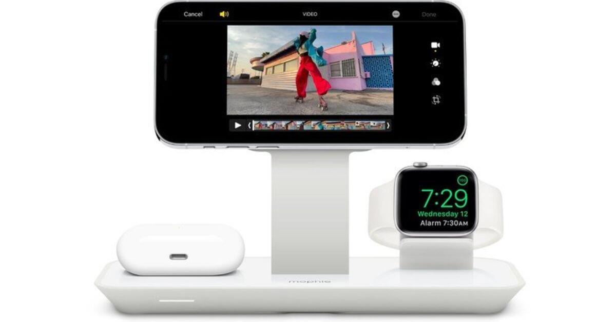 AppleGeräte mit mit Mophie 3in1 Wireless Stand for MagSafe Charger
