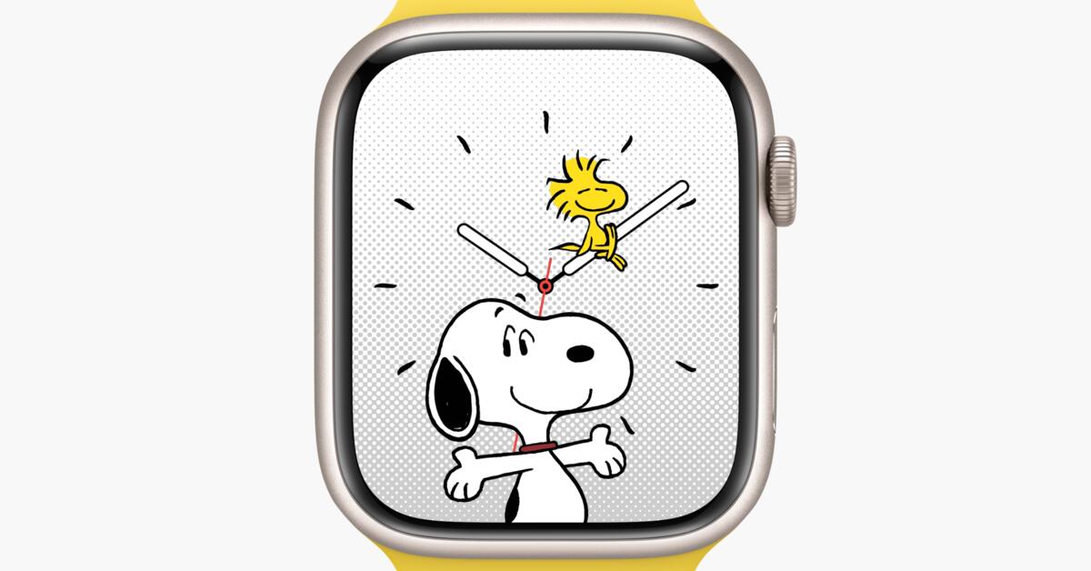 watchOS 10 Apple Watch mit SnoopyZifferblatt und neuen